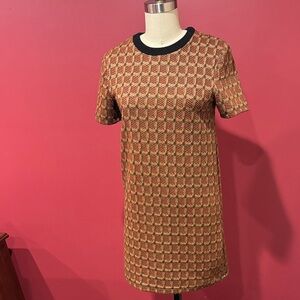 Zara Black and Brown Patterned Mini Dress